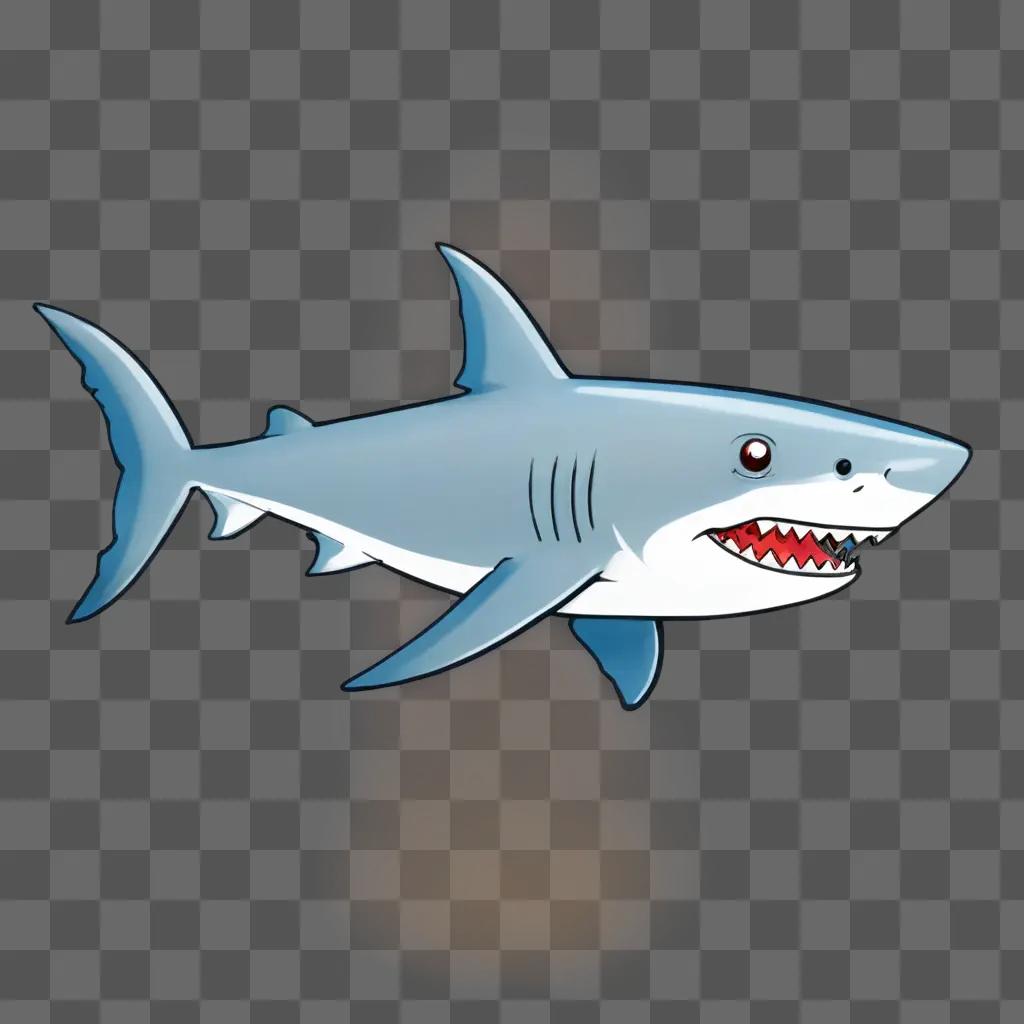 A cartoon shark drawing with a bright background