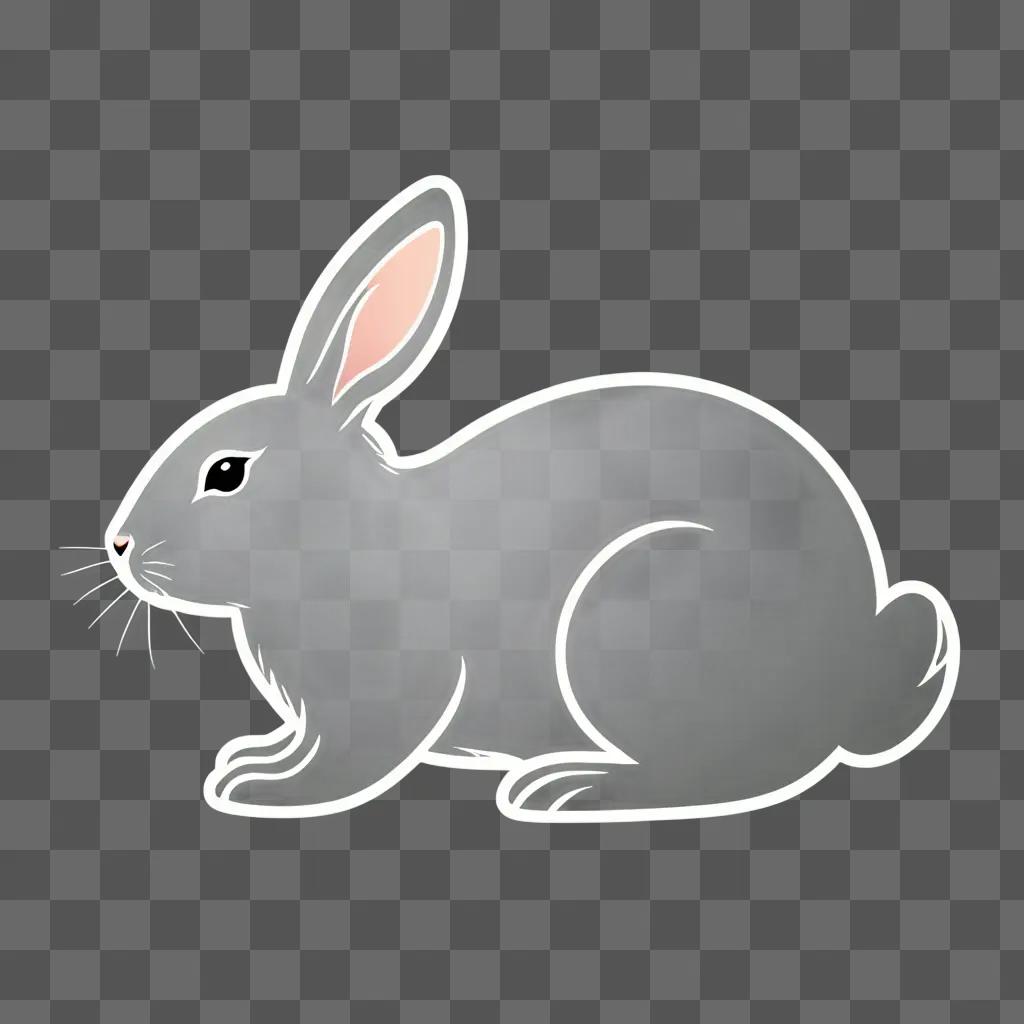 A cartoon side view of a rabbit drawing