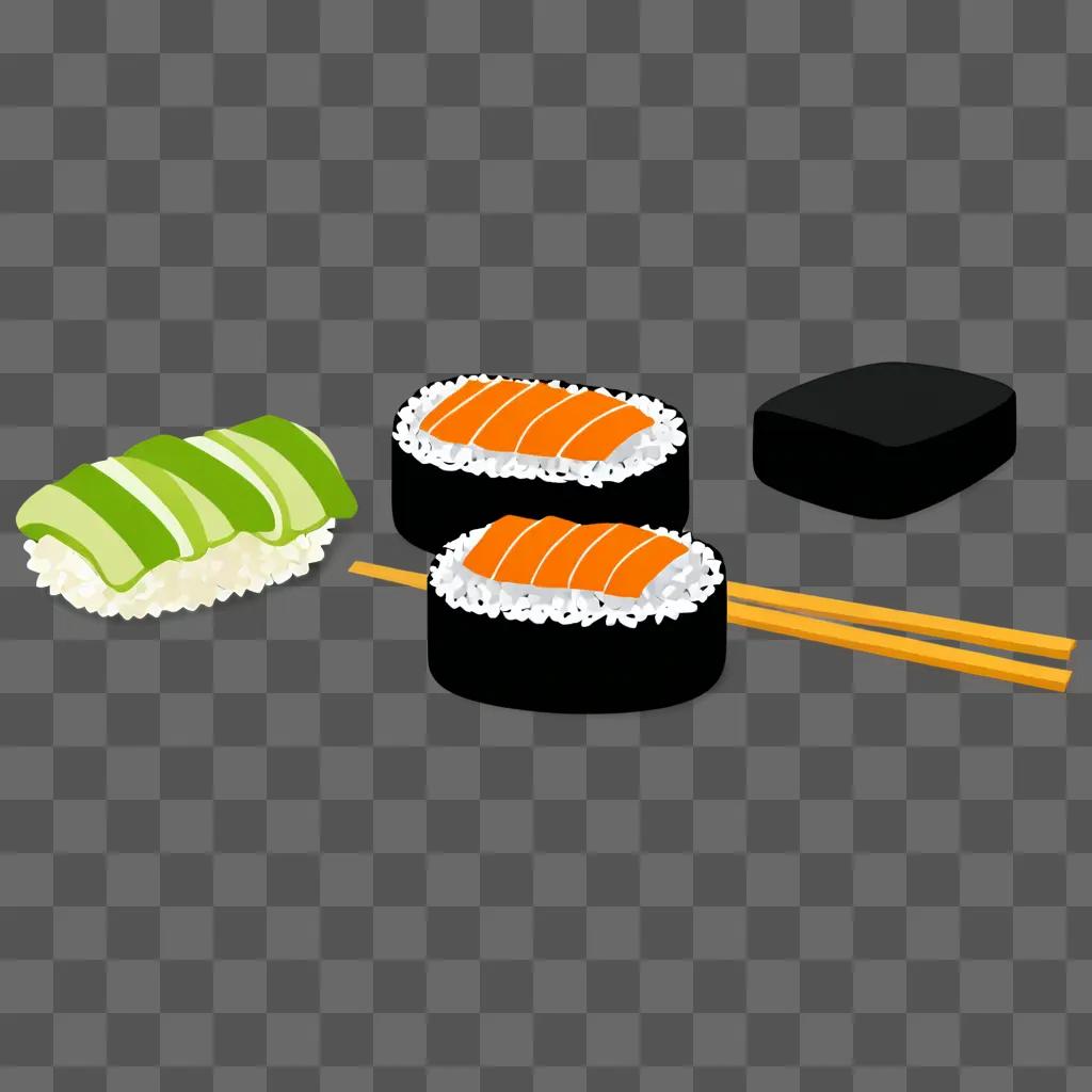 A cartoon sushi drawing for kids to enjoy