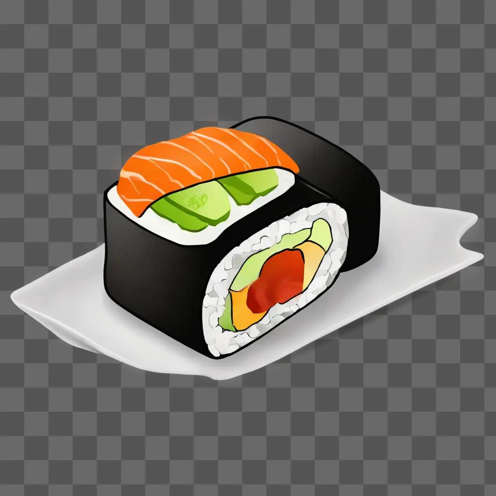 A cartoon sushi drawing with a light glow