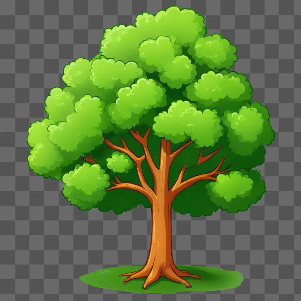 A cartoon tree drawing with a large trunk