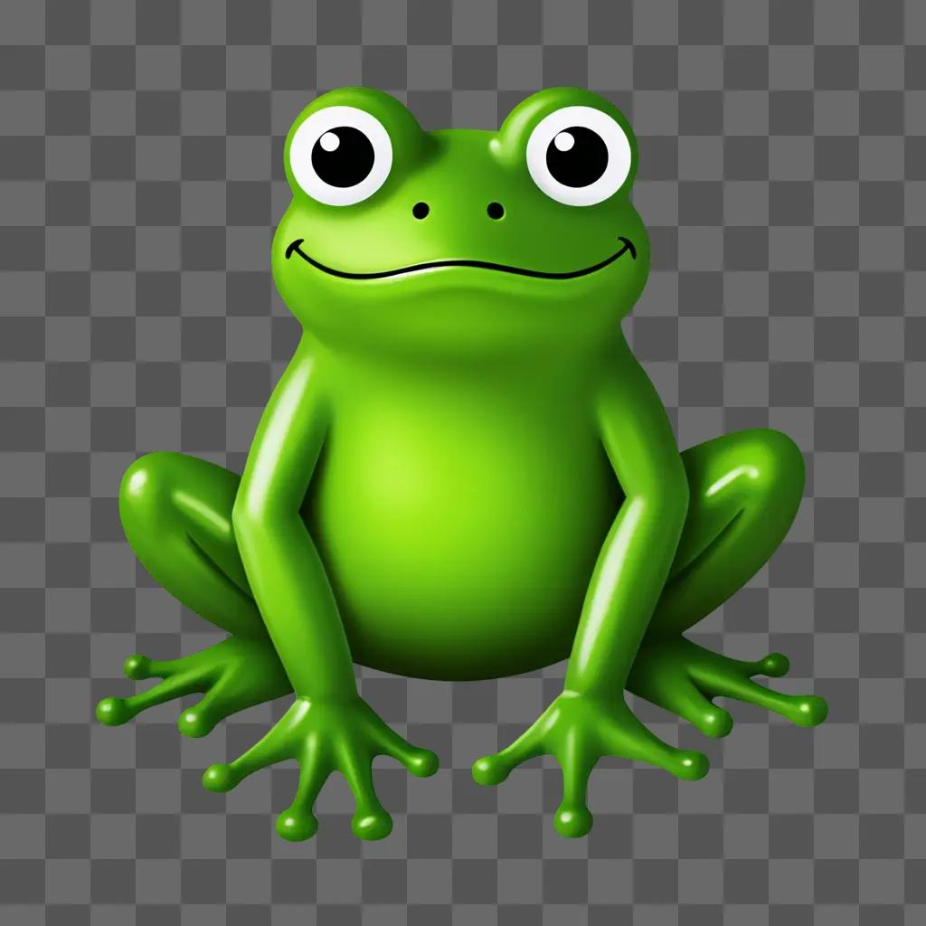 A ceramic frog sitting on a green background