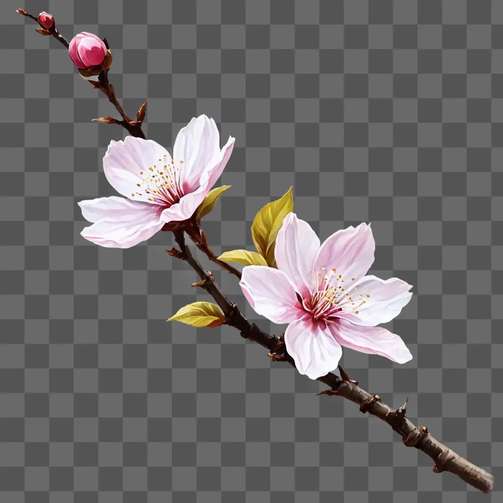 A cherry blossom flower drawing with pink petals