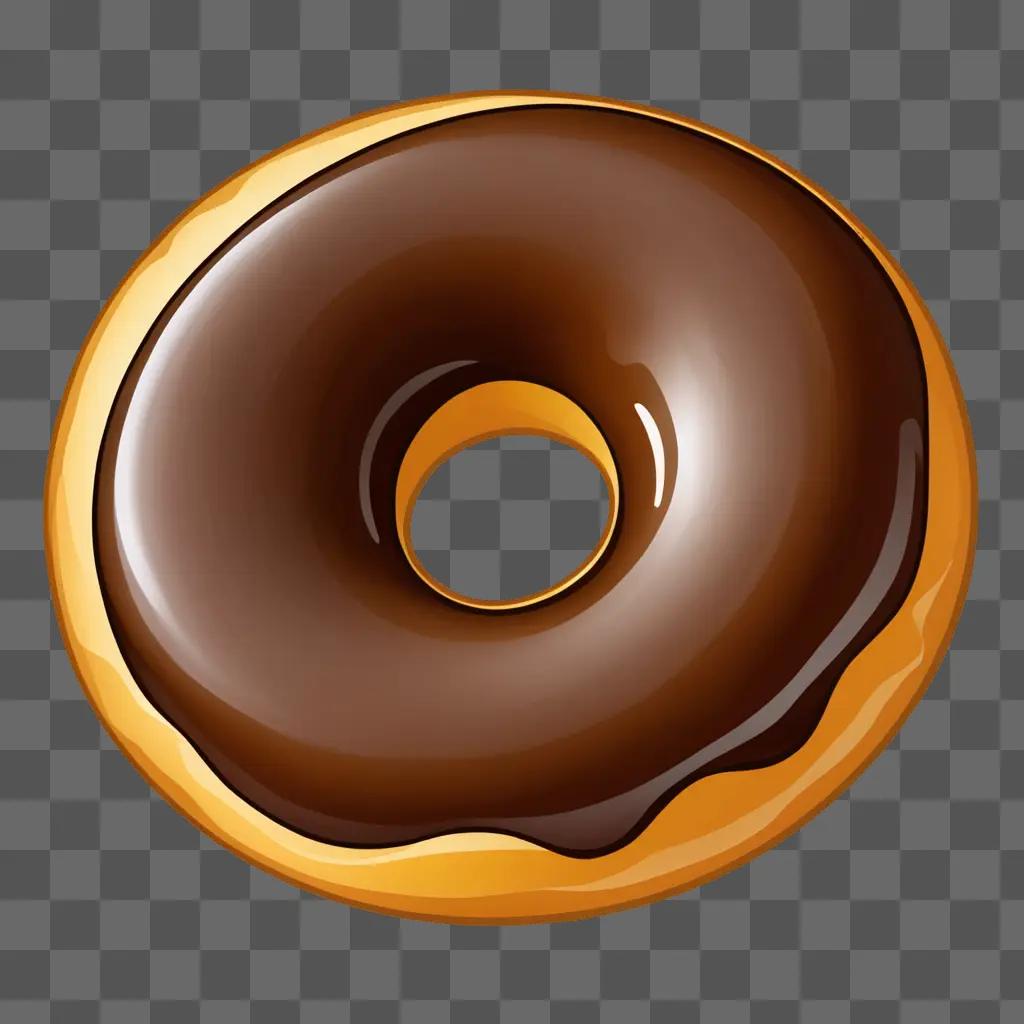 A chocolate donut with a side view drawing