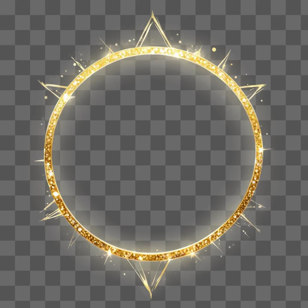 A circle with gold sparkle design