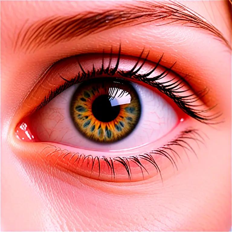 A closeup of a womans eye with a colorful iris