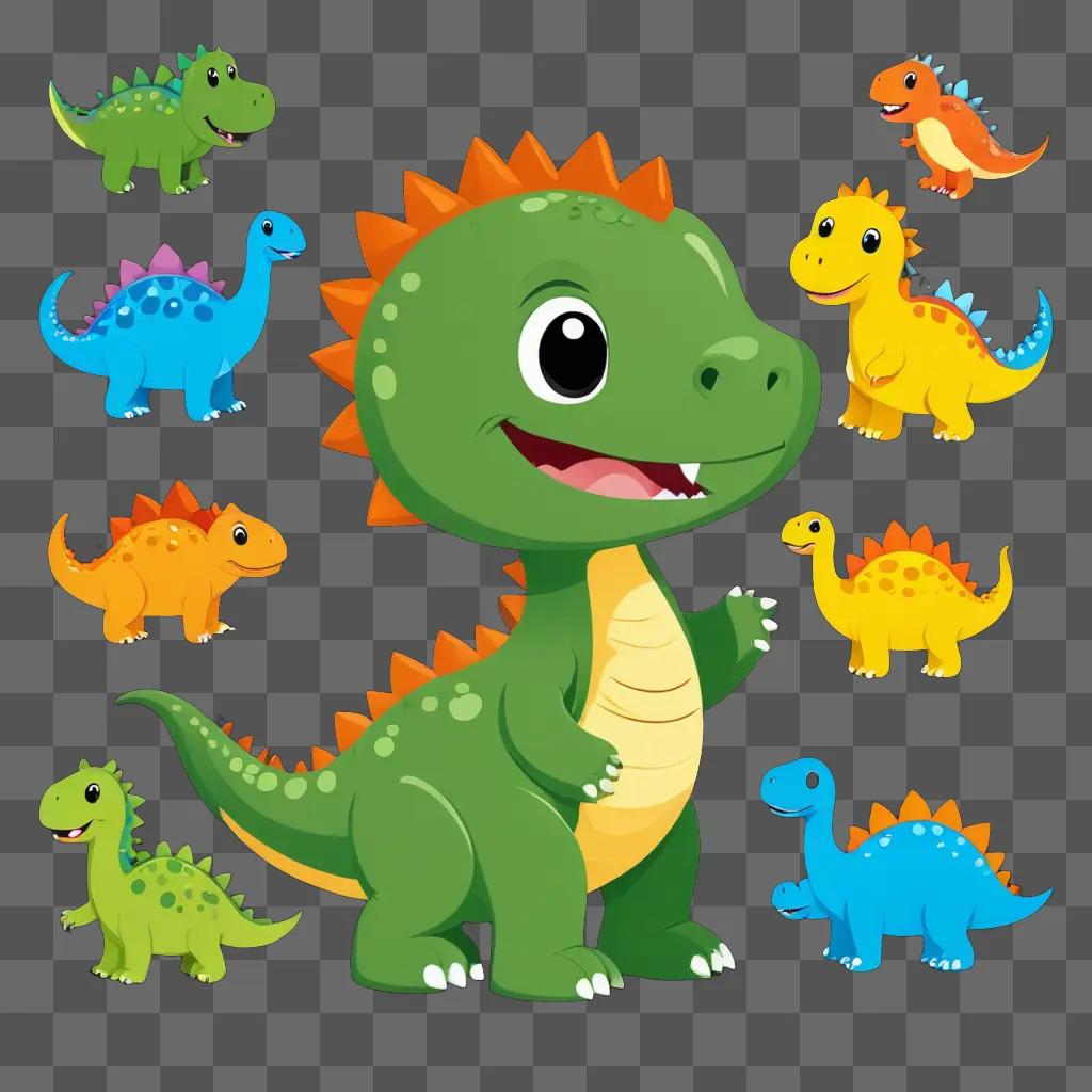 A collection of dinosaur clipart for coloring and printing