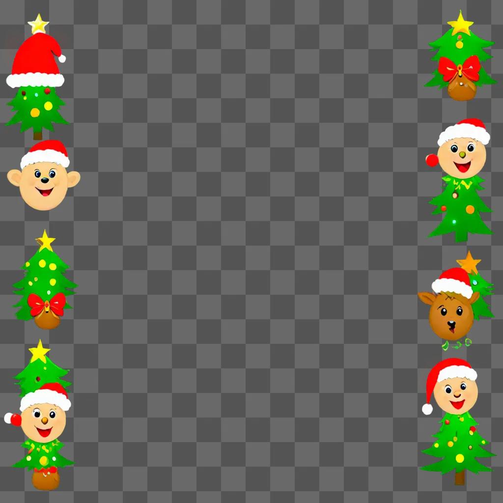 A colorful Christmas background with funny faces