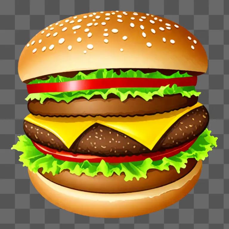 A colorful clipart of a hamburger on a plate