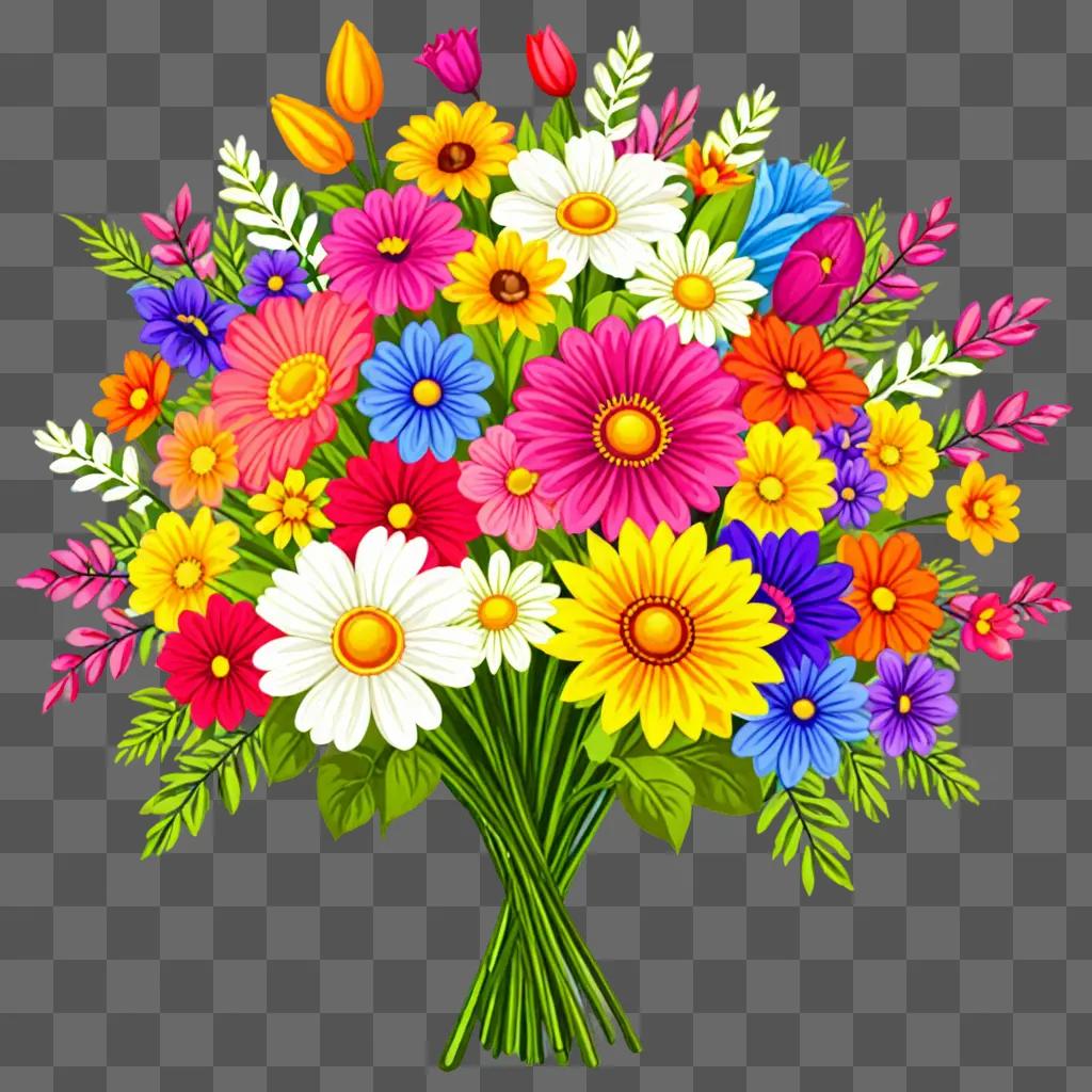 A colorful flower bouquet with different colored flowers