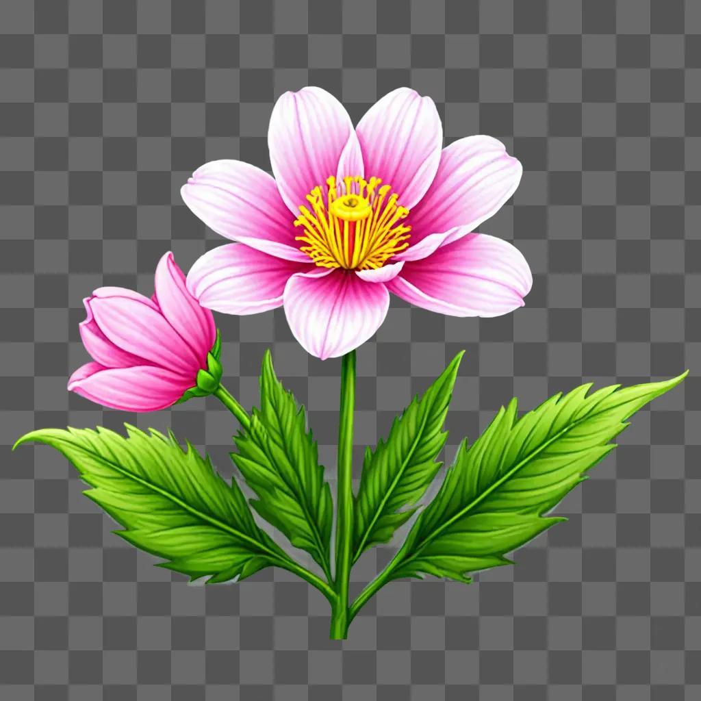 A colorful flower drawing on a green background