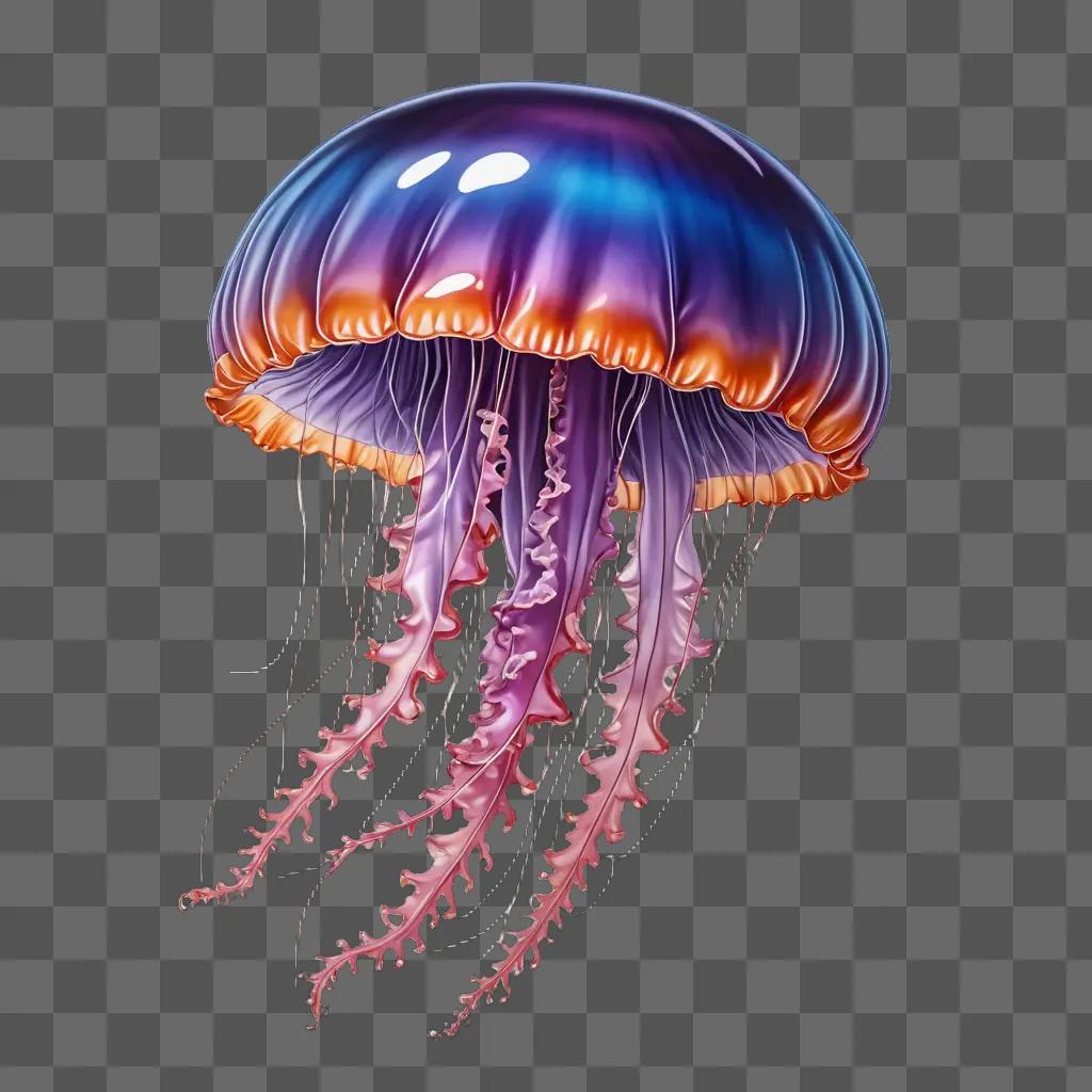 A colorful jellyfish drawing in black background