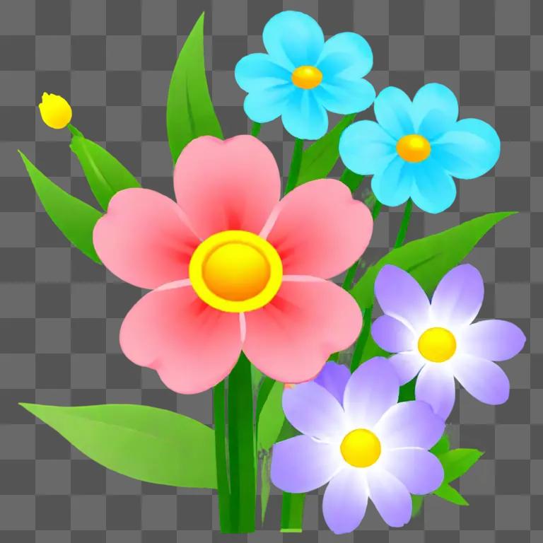 A colorful spring flower clipart image of a bouquet of flowers