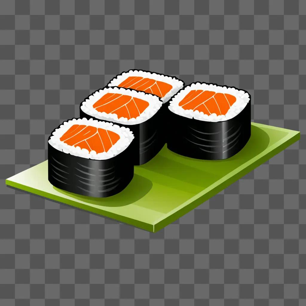 A colorful sushi clipart with salmon and orange