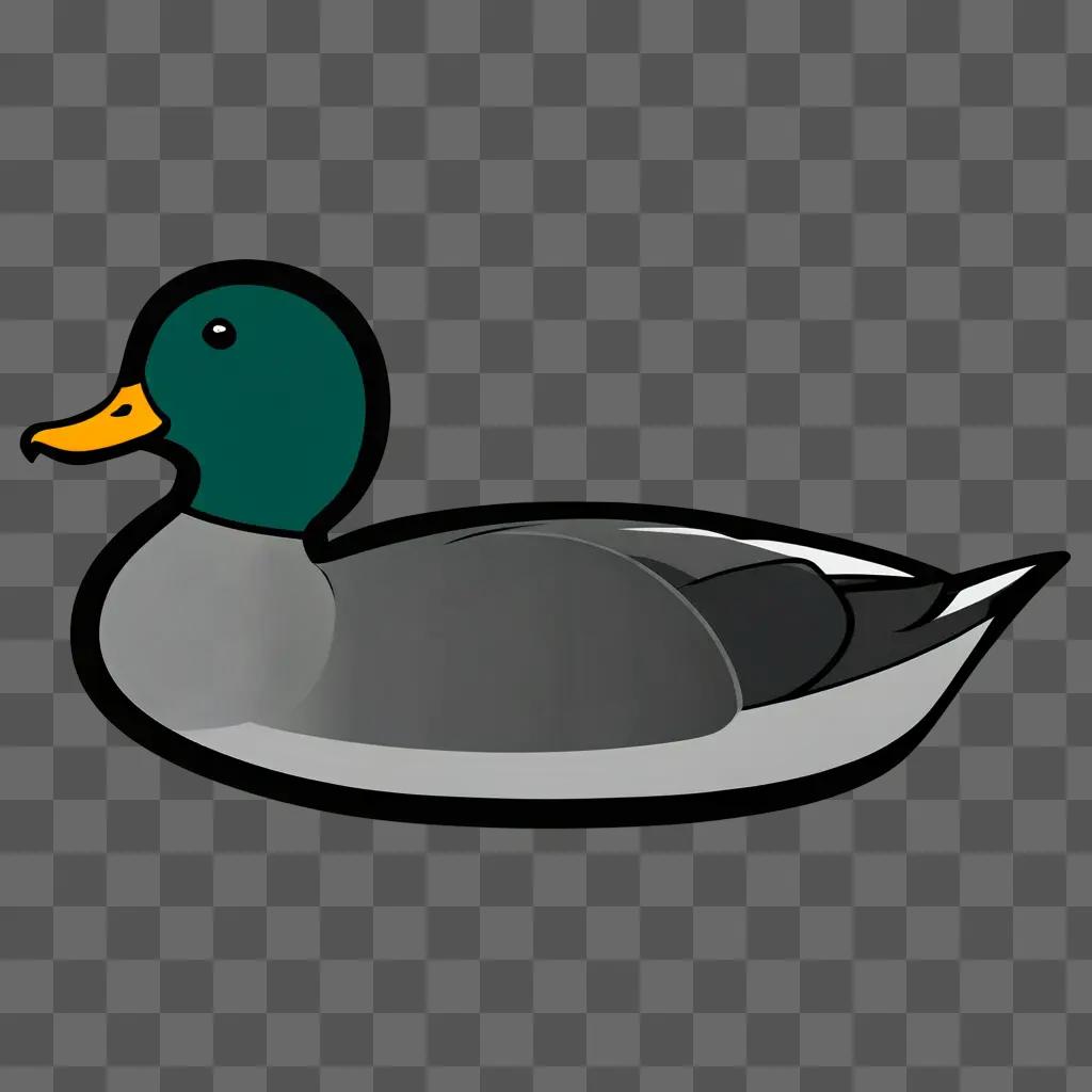 A coy duck drawing with a black background