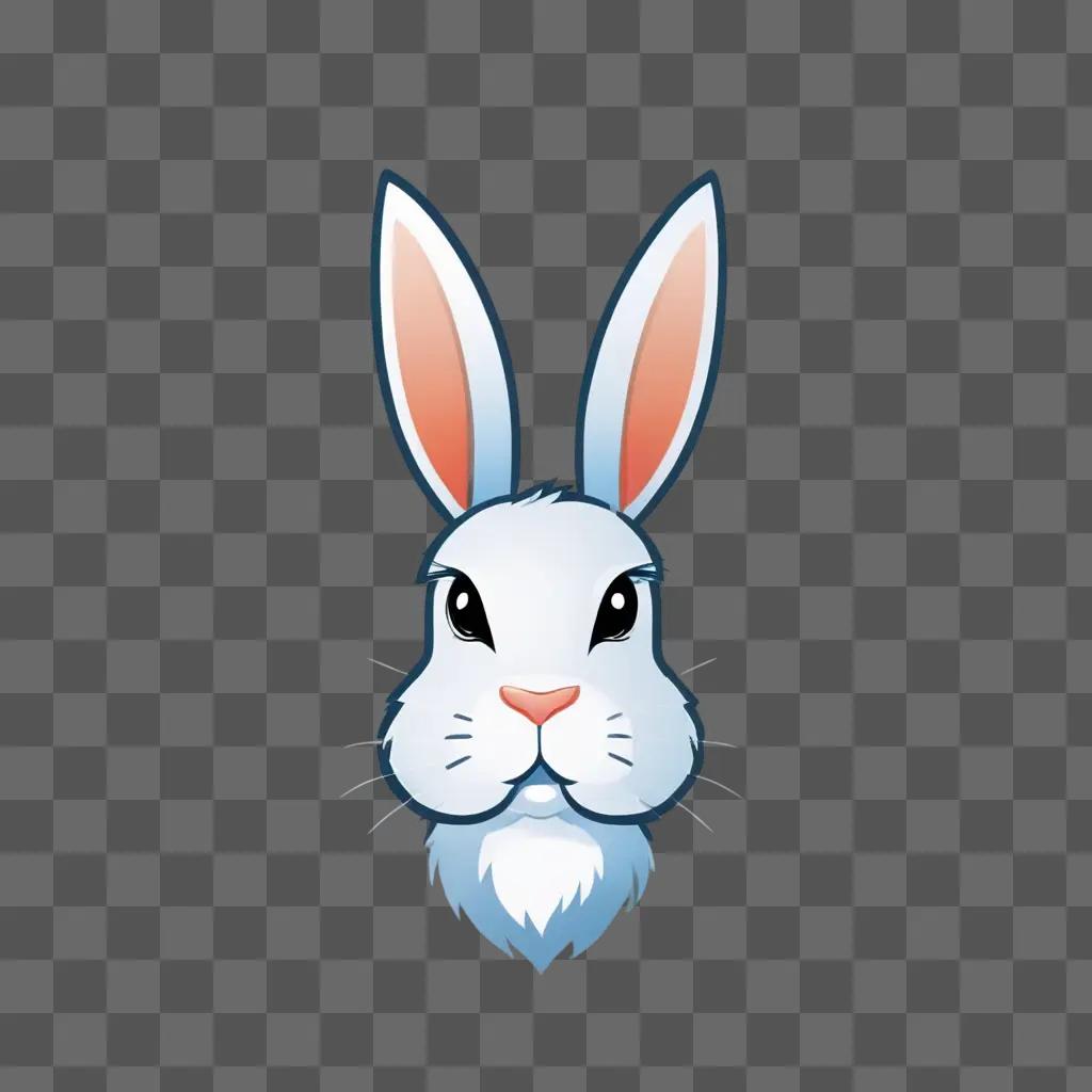 A coy rabbit drawing on a grey background