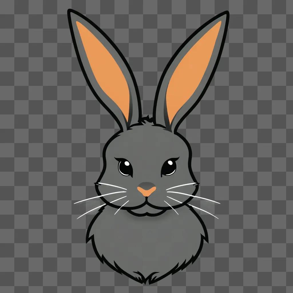 A coy rabbit drawing with orange ears and white whiskers