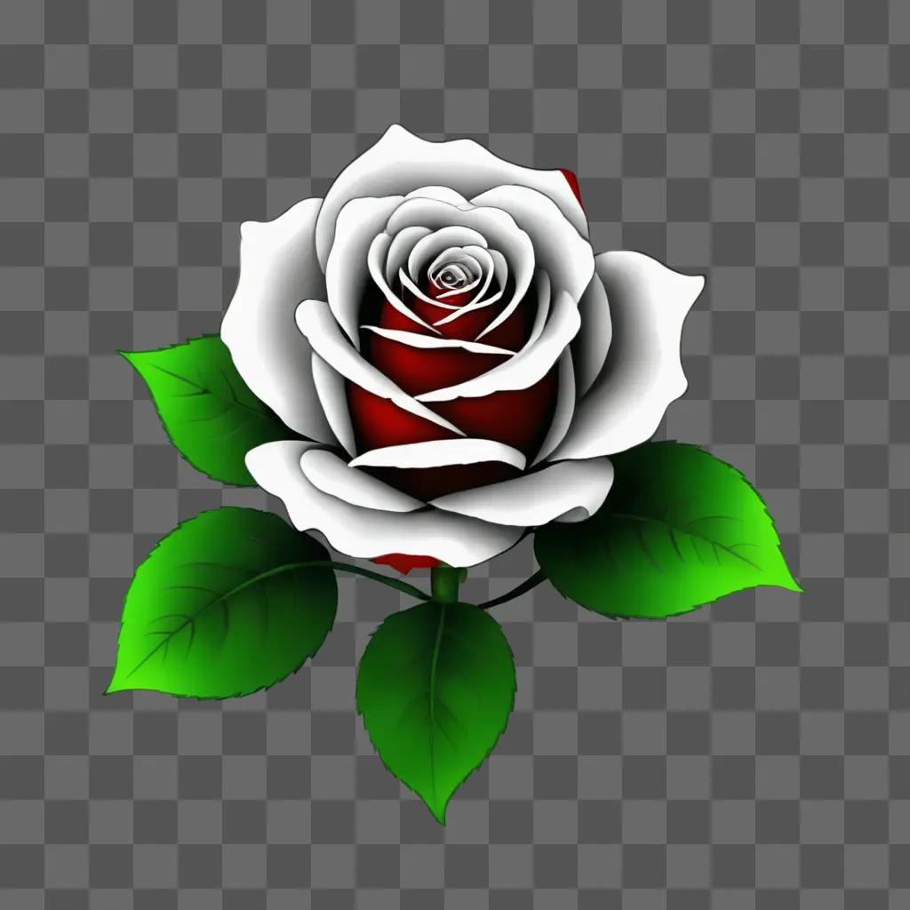 A coy rose drawing is presented in a light color scheme