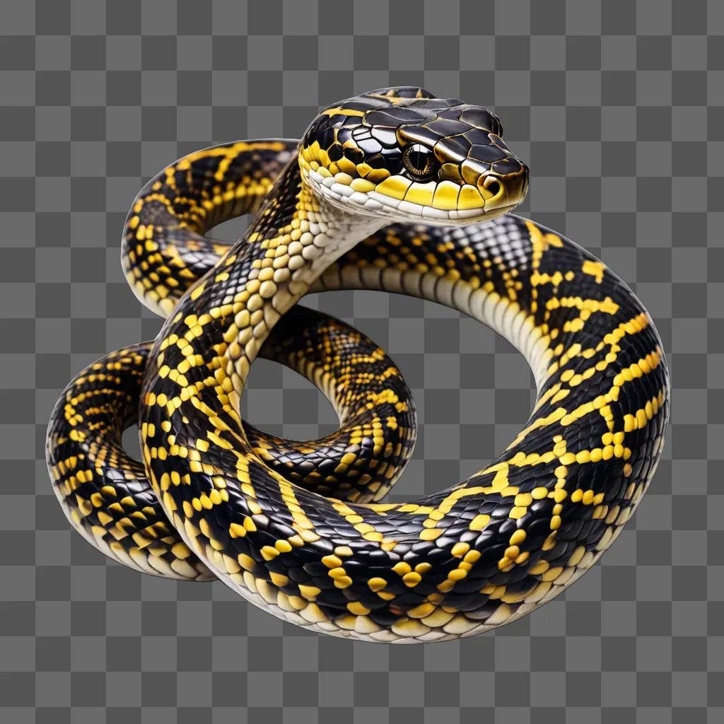 A coy snake with yellow and black stripes