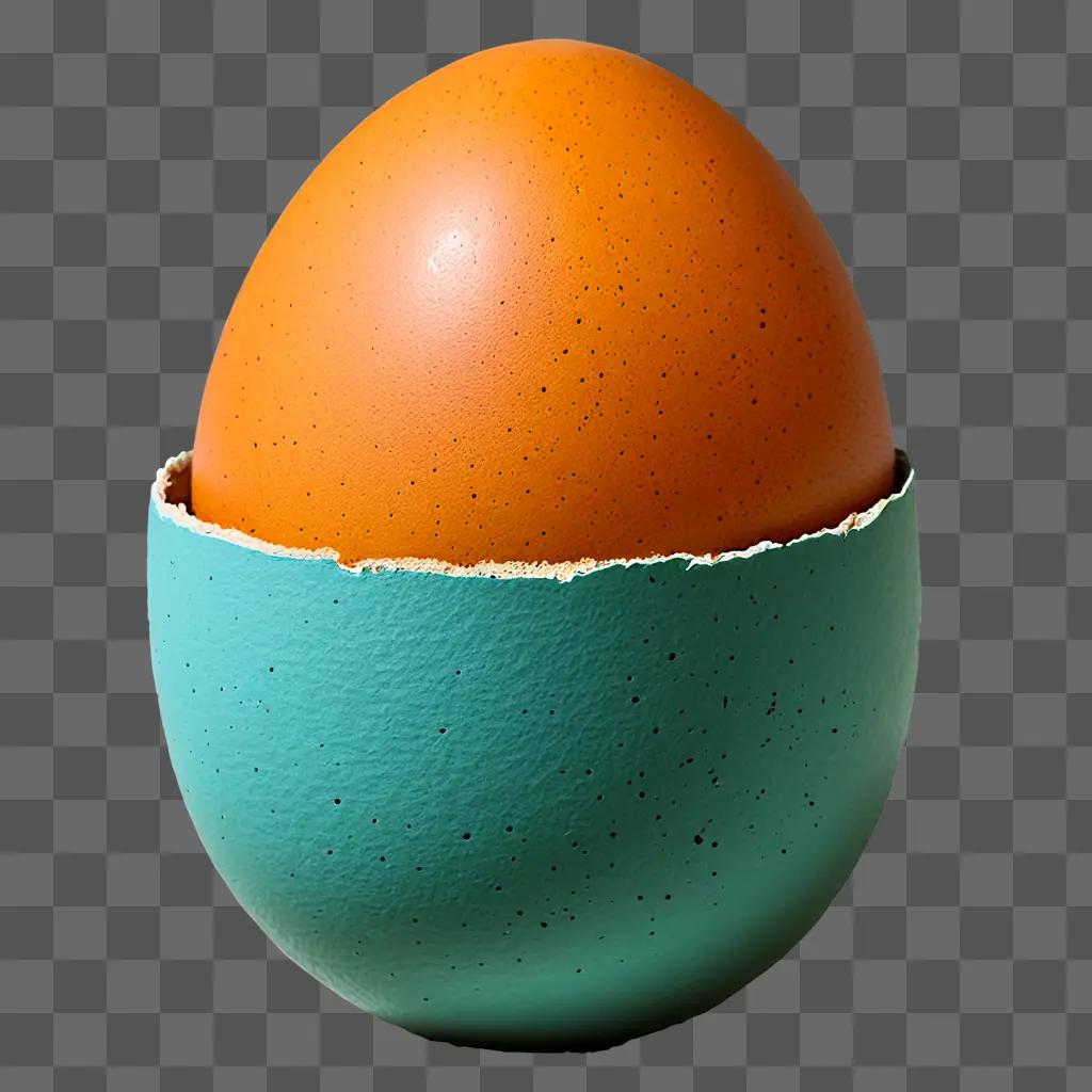 A cracked egg drawing in a teal bowl