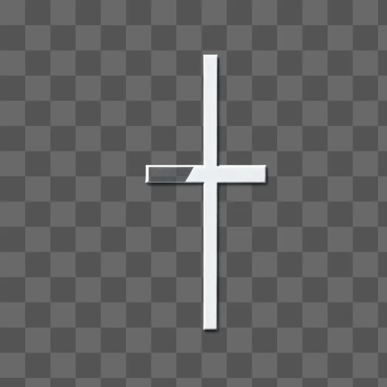 A cross is displayed on a gray background