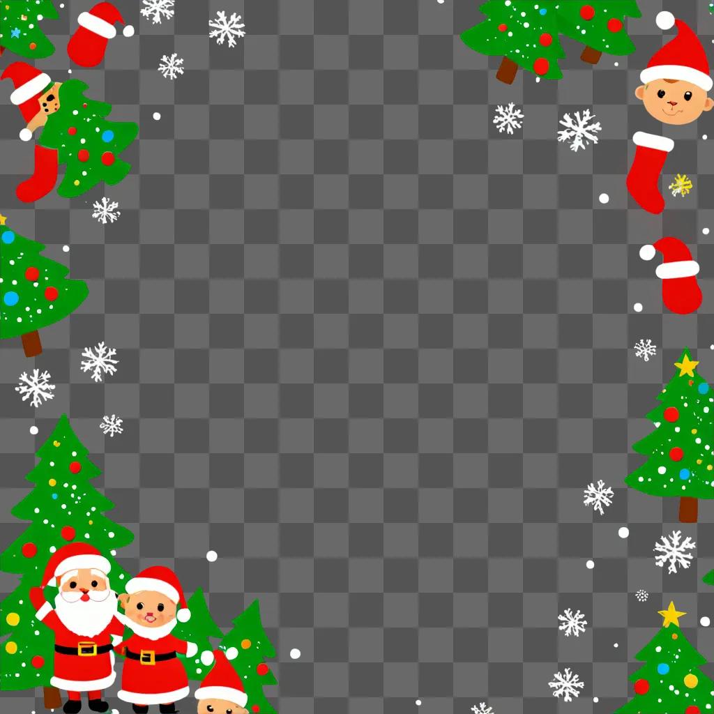 A cute Christmas background with Santa and elves