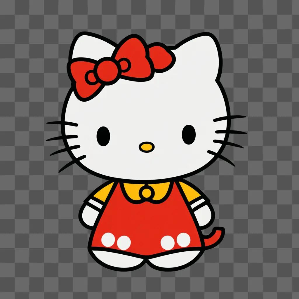 A cute Hello Kitty character in a red dress