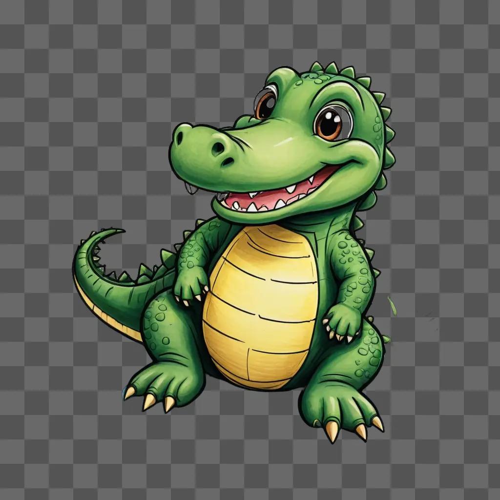 A cute alligator drawing with a big smile