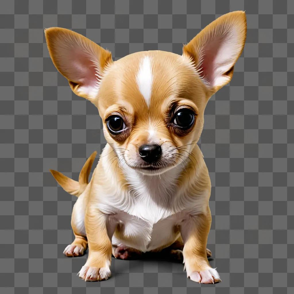 A cute apple head chihuahua puppy looking up