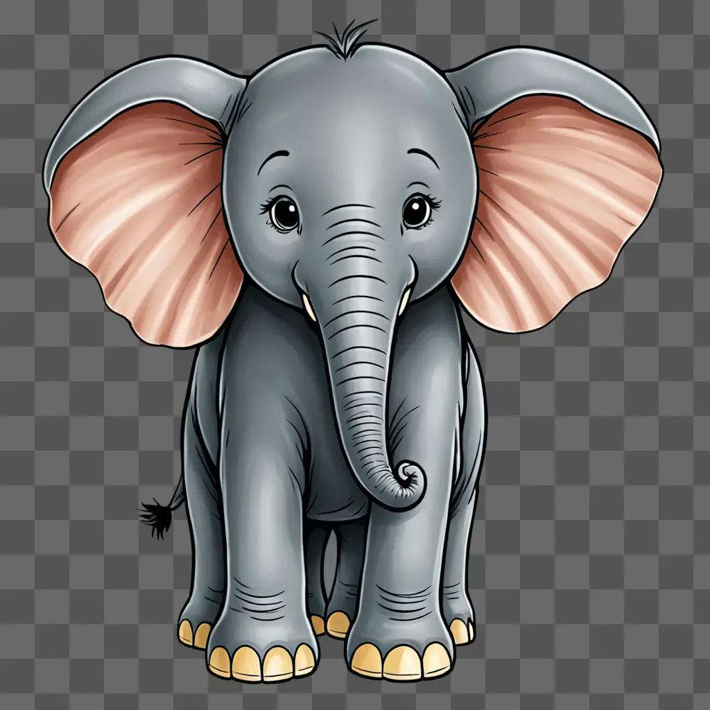 A cute baby elephant drawing for kids