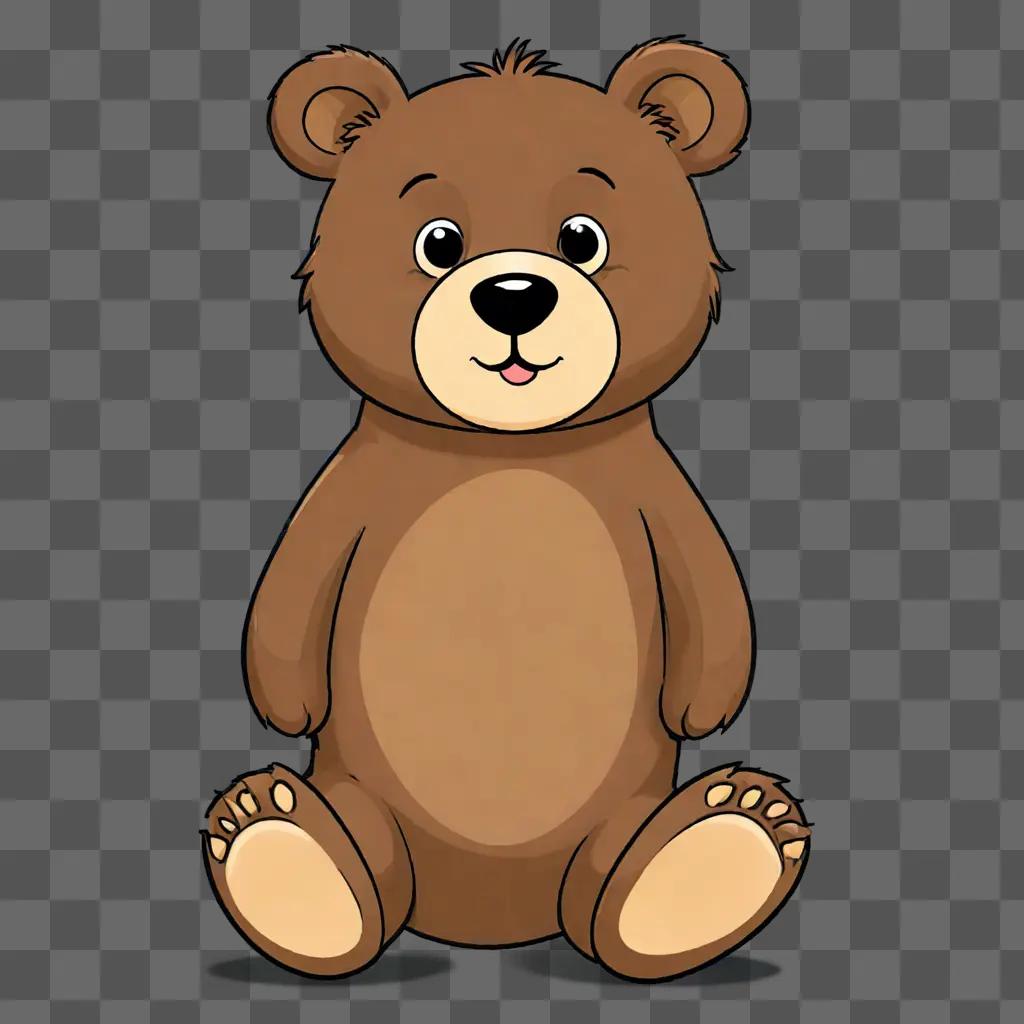 A cute bear sits on a brown background