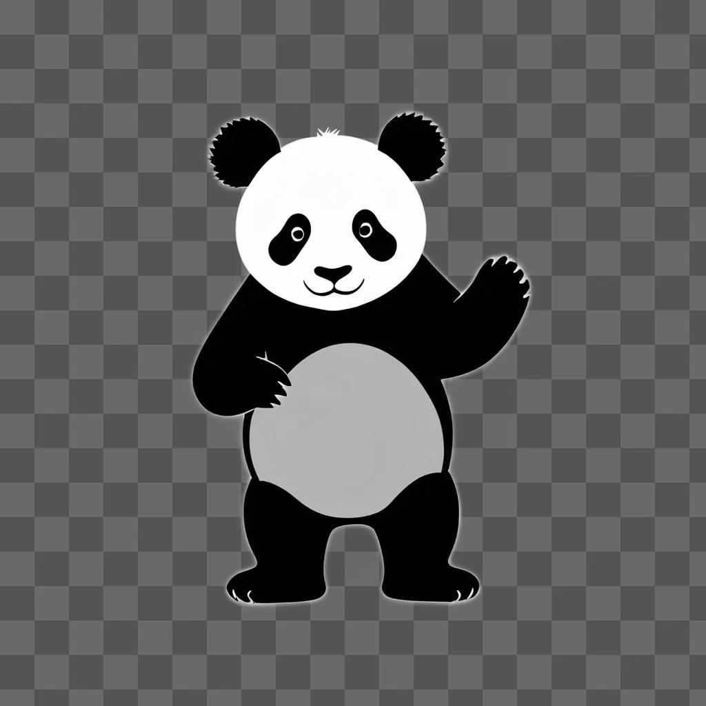 A cute black and white panda silhouette