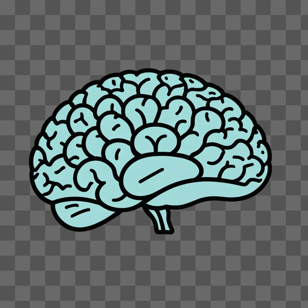 A cute brain drawing on a blue background