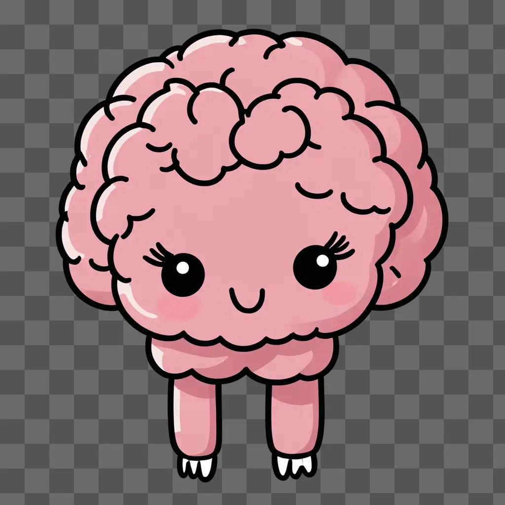 A cute brain drawing with a pink color