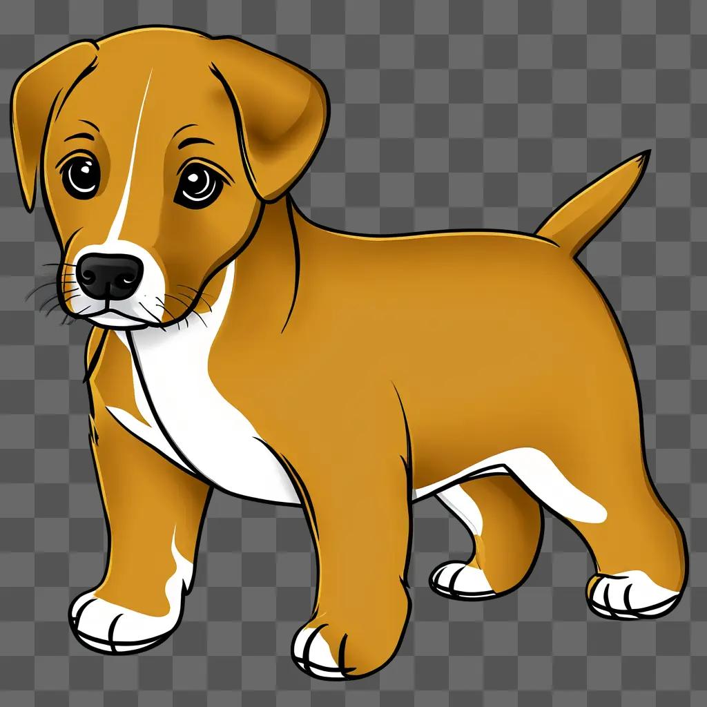 A cute brown and white puppy drawing for kids