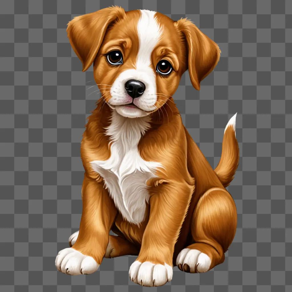 A cute brown puppy drawing for kids