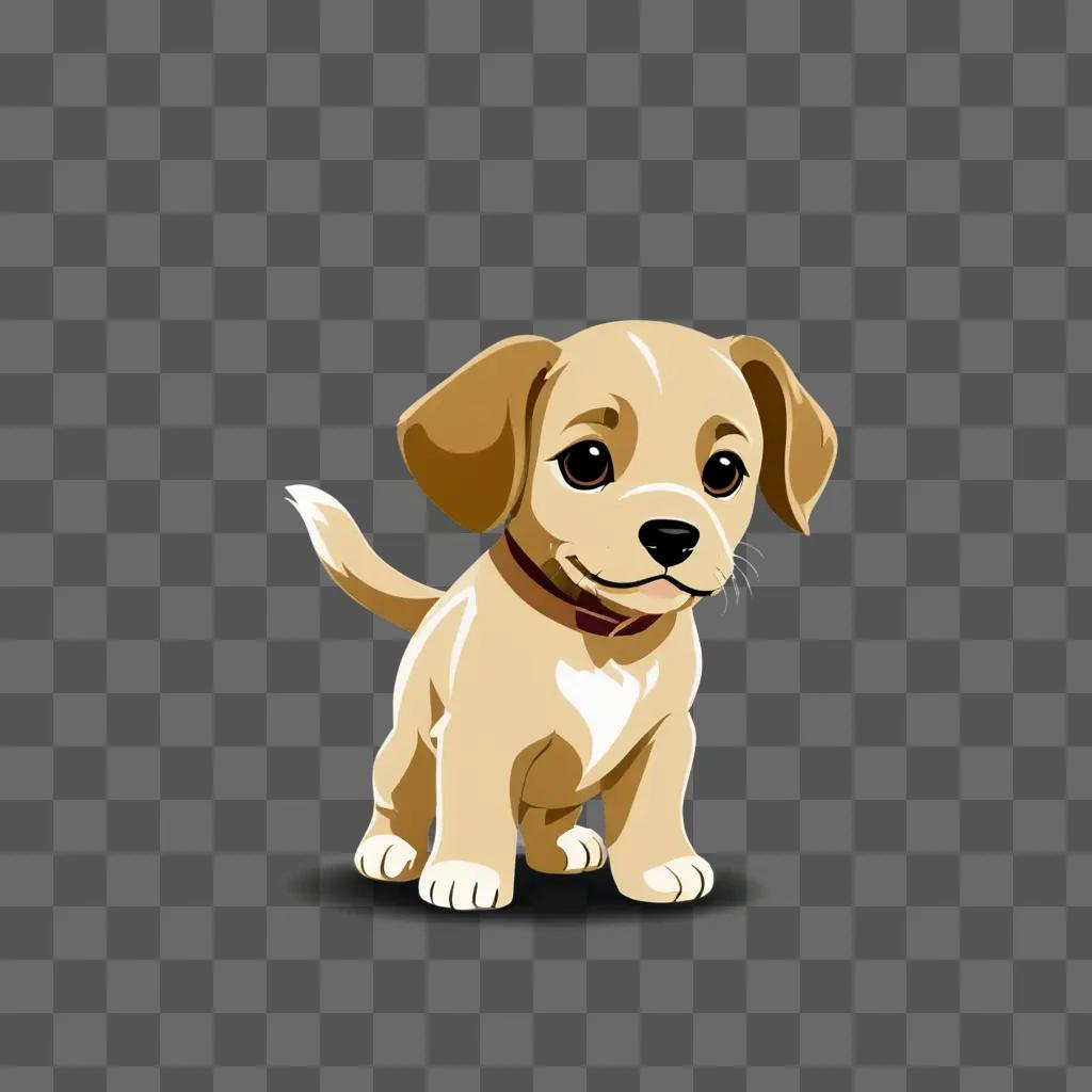 A cute brown puppy drawing on a beige background