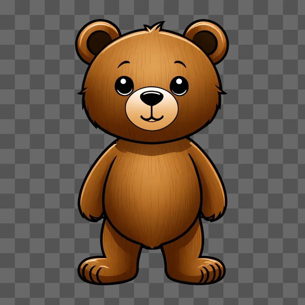 A cute brown teddy bear with a wood background