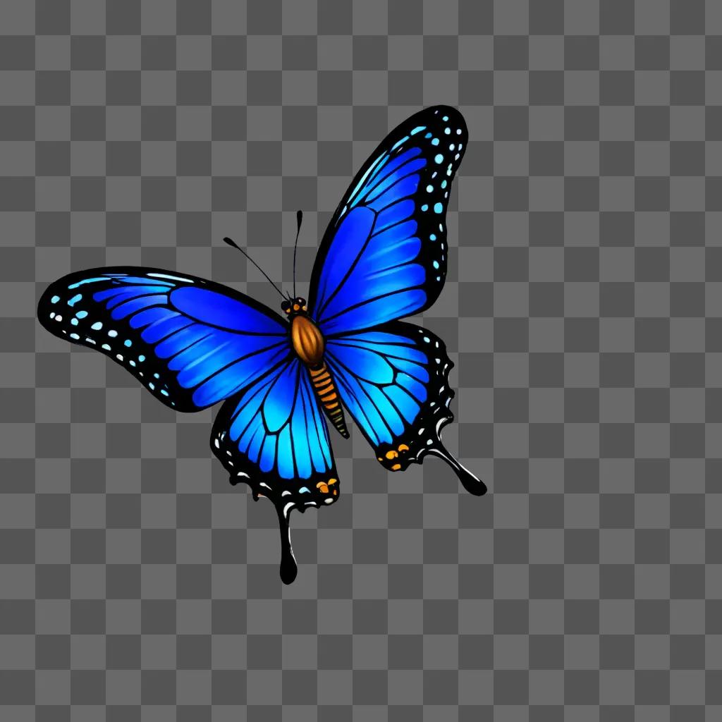 A cute butterfly drawing on a blue background