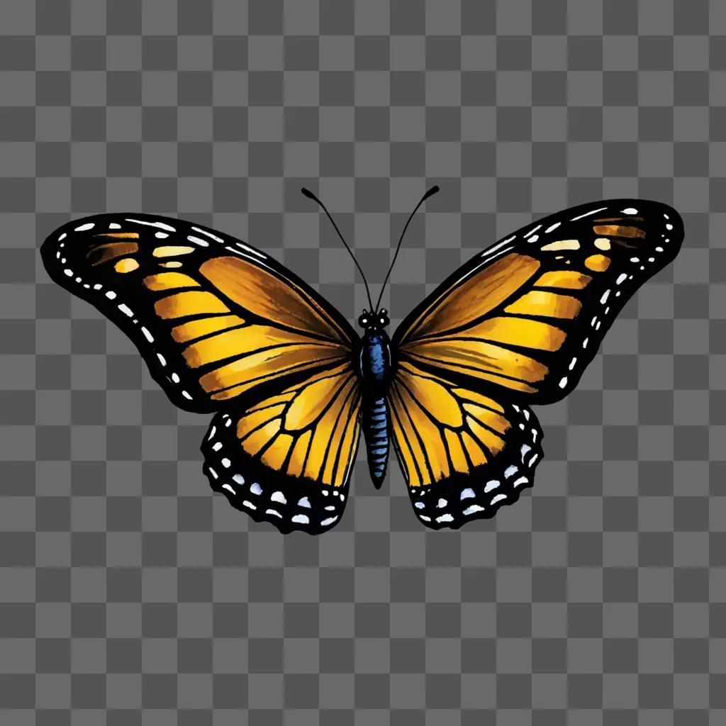 A cute butterfly drawing on a brown background