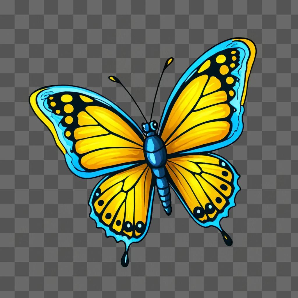 A cute butterfly drawing with vibrant colors