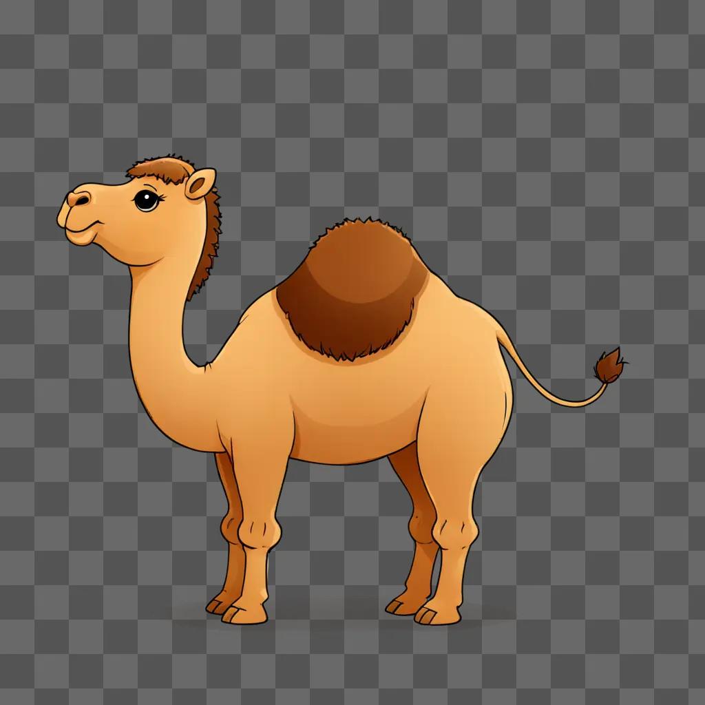 A cute camel drawing with a brown and black color scheme