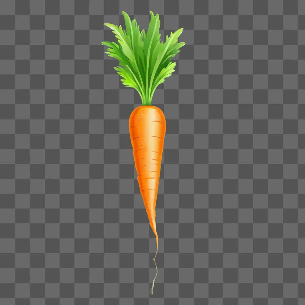 A cute carrot drawing on a green background