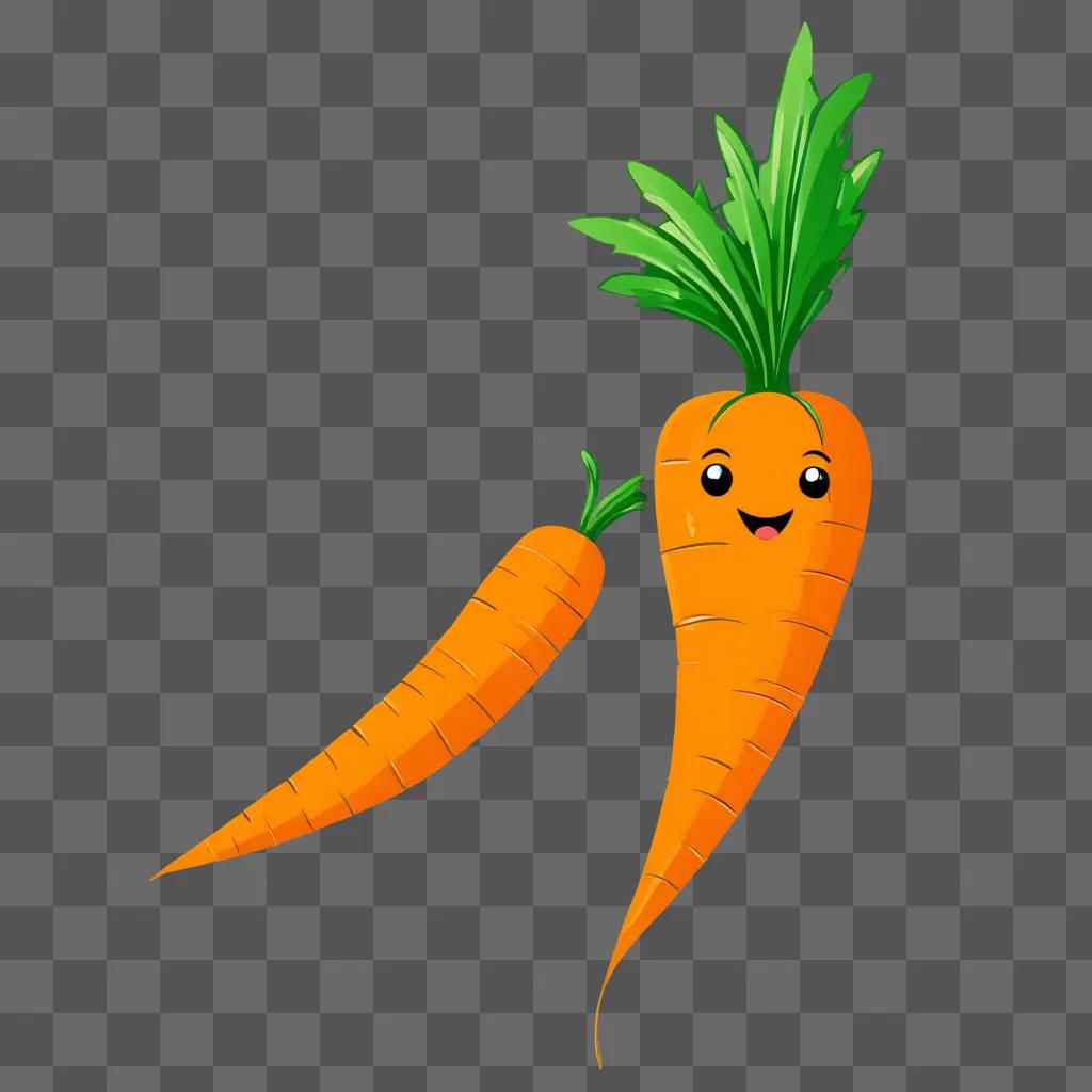 A cute carrot drawing with a green leaf