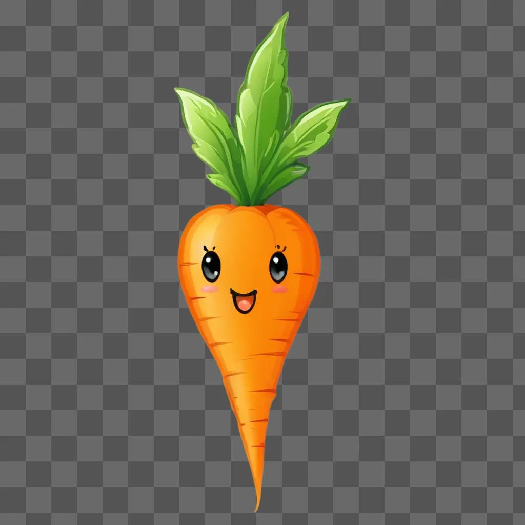 A cute carrot drawing with a happy face