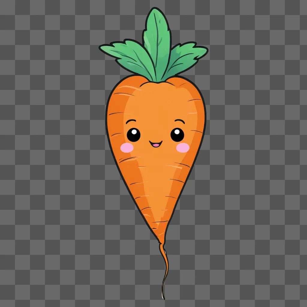 A cute carrot drawing with a pink face