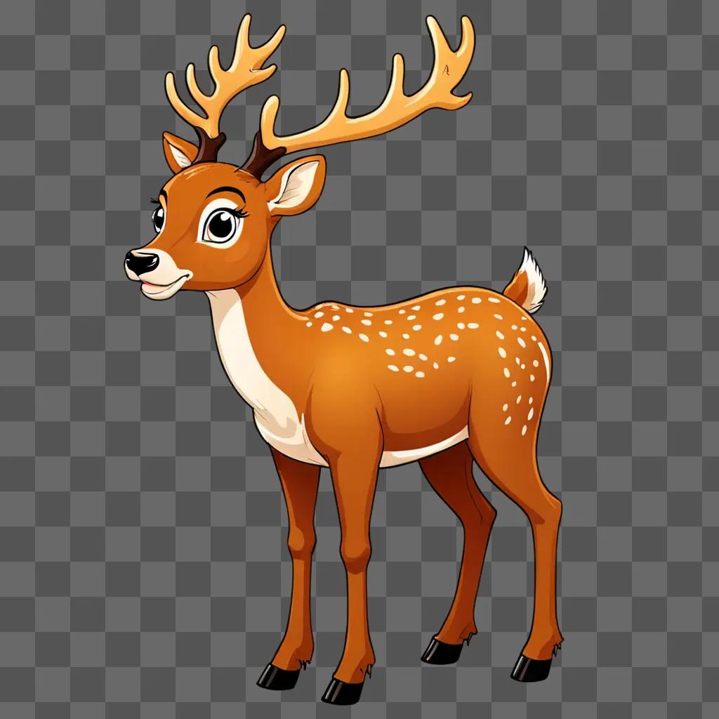 A cute cartoon deer drawing against a brown background