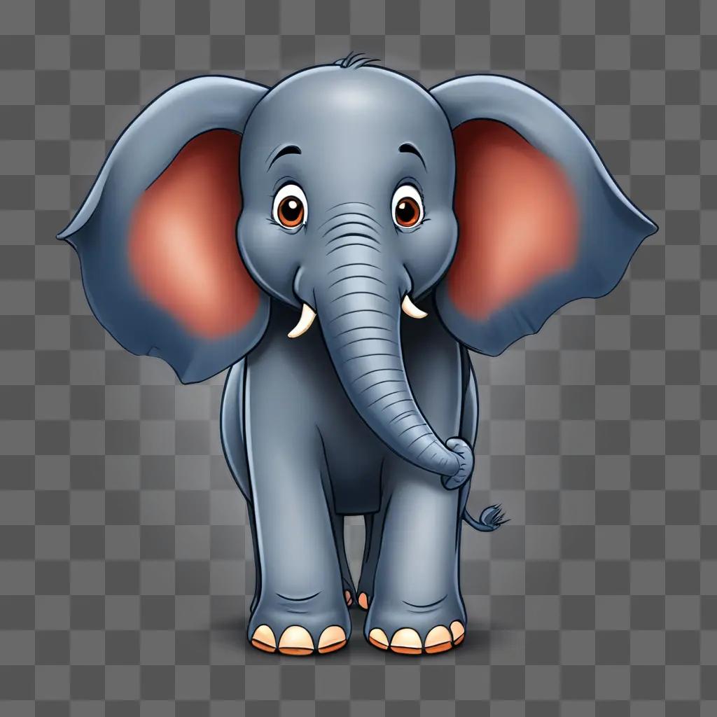 A cute cartoon elephant drawing with big ears