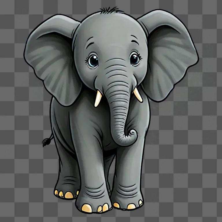 A cute cartoon elephant for kids to draw