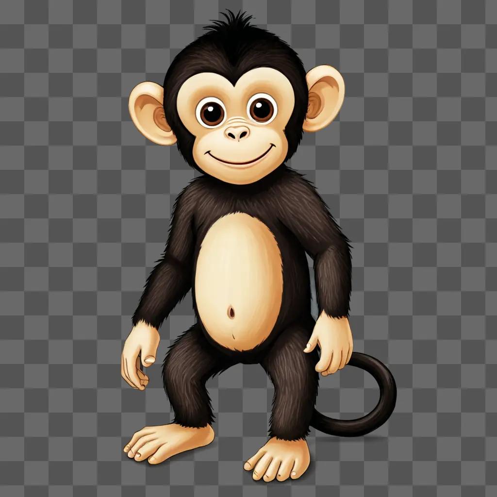 A cute cartoon monkey drawing for kids